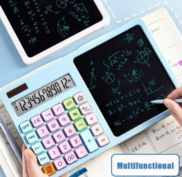 2-in-1 Calculator with LCD Writing Tablet – Dual-Function Office & School Gadget | Portable & Eco-Friendly