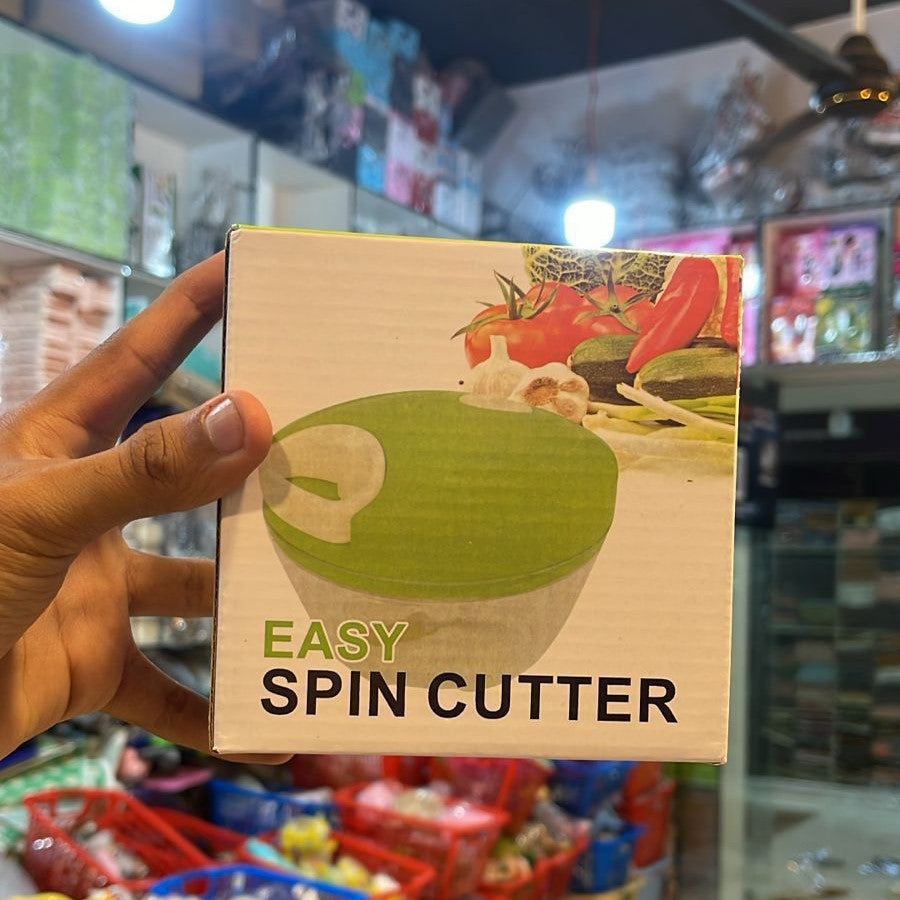Hand Pulled Spin Cutter | Manual Vegetable Chopper for Onions, Garlic & Fruits