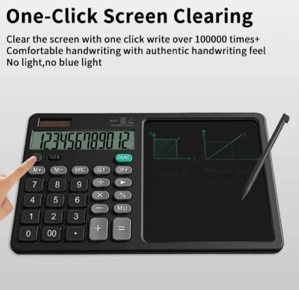 2-in-1 Calculator with LCD Writing Tablet – Dual-Function Office & School Gadget | Portable & Eco-Friendly