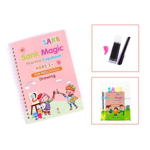 Sank Magic Book Set | Reusable Handwriting Practice for Kids (4 Books + Magic Pen)