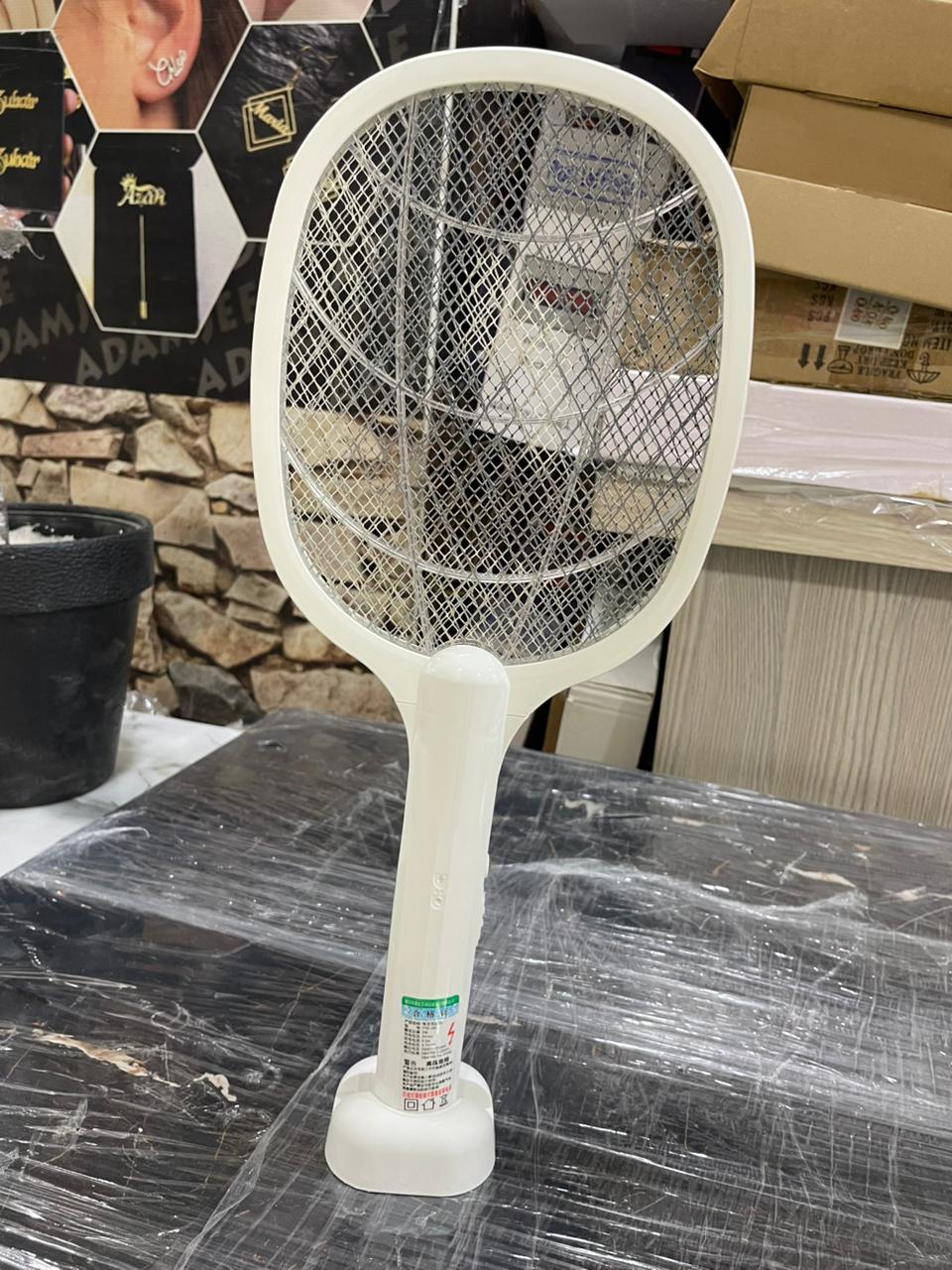 Rechargeable Mosquito Racket with Stand – Electric Insect Killer Bat (Random Color)