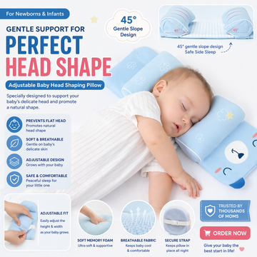 Baby Head Shaping Pillow | Soft Newborn Pillow to Prevent Flat Head